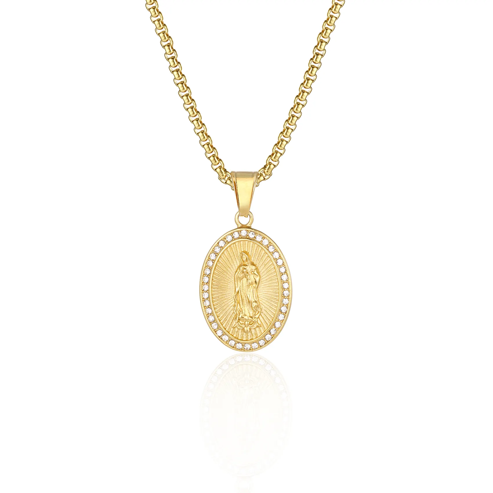 Оптовая продажа 14k золотые ювелирные изделия круглой формы Позолоченные CZ алмаз Будда кулон ожерелье