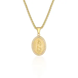 Bijoux ronds en or 14k, collier avec pendentif de bouddha, en plaqué or, vente en gros,