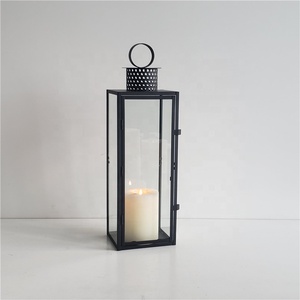 Set di 3 decorativo ha condotto la candela lanterna nero lanterna in metallo per la casa o decorazione di cerimonia nuziale - Product Image 4