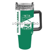 Gobelet isotherme personnalisable en acier inoxydable couleur OES Sororities, 40 oz, avec poignée, 40 onces liquides, couvercle avec paille inclus