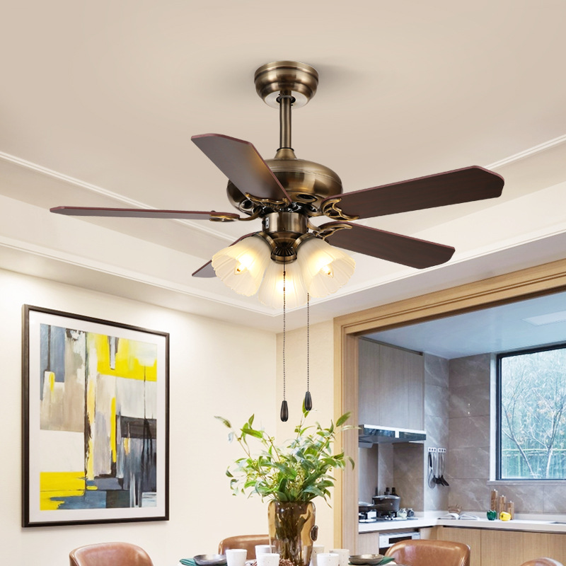 European Retro Vintage Lights for Home Fancy Decorative Dc Motor Silent Led Ceiling Fan With Light Remote Control