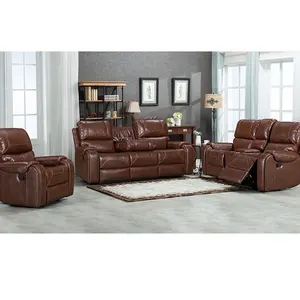 CY Reclining Sofa Set Recliner Sofa Chair Manual Modern Factory Customized Design Genuine Leather Living Room 3 2 1 Wood OEM