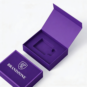 Boîte d'emballage de parfum de luxe sur mesure OEM, boîte rigide coulissante violette avec insert découpé, logo personnalisé, directement de l'usine - Product Image 3