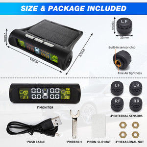 リアルタイムワイヤレスカータイヤ空気圧監視システムソーラー外部内部ユニバーサルTPMS - Product Image 6