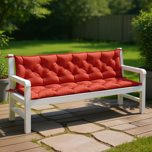 เบาะรองนั่งสำหรับม้านั่งในสวน สีแดงเมลันจ์ โพลีเอสเตอร์ ขนาด 78.7 นิ้ว x 15.7 นิ้ว กันน้ำ ใช้กลางแจ้ง แบบเย็บติดกัน ถอดซักได้ - Product Image 2