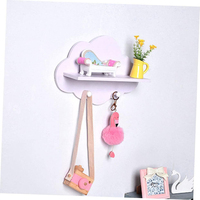 Étagère murale en bois blanc nuage moderne personnalisée avec crochets pour le salon