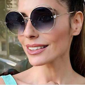 Nouveautés 2020, lunettes de soleil pour femmes, mode luxe, métal, double rond, UV400, lunettes de soleil dégradées - Product Image 1