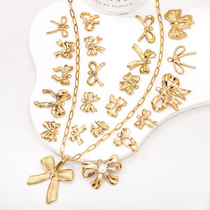 Custom DIY Luxury14k 18k Gold Plated 316L Stainless Steel <b>Bow</b> Charms for Jewelry Necklace Bracelet Bulk Jewelry Making - Product Image 5