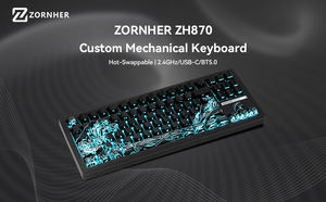 <span class=keywords><strong>Teclado</strong></span> Mecánico Inalámbrico Zornher ZH870 Negro Ukiyo-e RGB Retroiluminado, Tres Modos Programables, Teclas para Juegos de Escritorio, Nuevo - Product Image 3