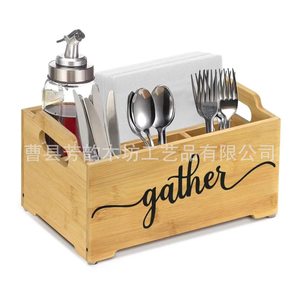 Wooden <b>Storage</b> <b>Box</b> For <b>Kitchen</b> Tableware Solid Wood With Handle Multi Purpose Organizer - Product Image 4