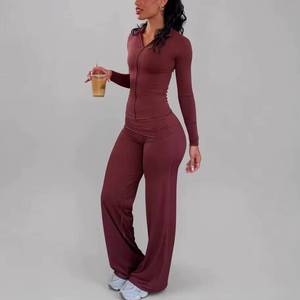 Women's Hight Waist Fold-Over Waistband Fitness Workout <b>Leggings</b> Wide Leg Slimming Flare Yoga Fitness Gym Pants - Product Image 4