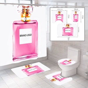 Juego <span class=keywords><strong>de</strong></span> <span class=keywords><strong>Baño</strong></span> <span class=keywords><strong>de</strong></span> 4 Piezas con Cortina <span class=keywords><strong>de</strong></span> Ducha Impermeable con Logo <span class=keywords><strong>de</strong></span> Marca <span class=keywords><strong>de</strong></span> Lujo Impresa a Medida - Product Image 6