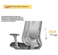 Chaise de bureau ergonomique moderne entièrement en maille, dossier haut, pivotante, réglable en hauteur, avec support lombaire 3D et accoudoirs 4D, pour école et atelier