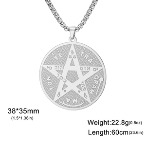 Acero inoxidable Tetragrammaton vikingo collar Wahyeh mágico bendito pentagrama collar Salomón <span class=keywords><strong>amuleto</strong></span> Punk collar - Product Image 6