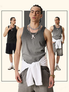 Custom Vintage Washed Heavyweight Sleeveless <b>Tank</b> <b>Top</b> for Men – <b>Loose</b> Fit Racerback Gym Vest, Retro Acid Wash Summer Streetwear - Product Image 2