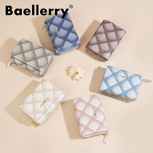 短い財布女性用かわいい卸売小さなカスタム財布ボタンと金属ジッパーPUレザー中国工場供給 - Product Image 1