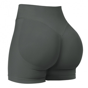 Shorts de yoga sans couture personnalisés pour femmes, taille haute, effet push-up, shorts de compression pour la course à pied, séchage rapide, vêtements pour femmes - Product Image 5