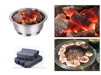 Brasero en acier inoxydable pour barbecue coréen, avec bac de cuisson et grille à charbon, en métal durable