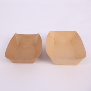 Premium çevre dostu yağa dayanıklı özel tek kullanımlık Kraft kağıt tekne tepsileri kızarmış tavuk ve <span class=keywords><strong>Hot</strong></span> <span class=keywords><strong>Dog</strong></span> için hizmet - Product Image 2