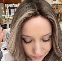 Pelucas de Encaje Frontal con Parte Superior de Seda, Color Castaño Ceniza, Ondas Superiores, Cabello Ruso 100% Virgen, Gorro Pequeño, Encaje HD para Sin Pegamento