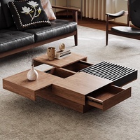 Ensemble carré en bois boîte fonctionnelle de luxe ensemble de Table à thé chinoise Table d'appoint avec tiroirs Tables basses à thé