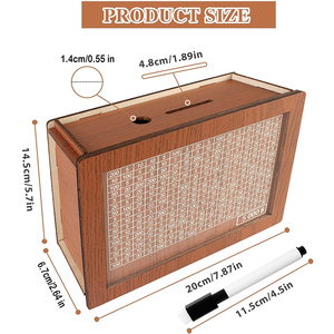 キャッシュボールト木製貯金箱ペン付き貯金箱お金のターゲットと数字付き木製貯金箱友達への最高の贈り物 - Product Image 2