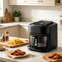 Friteuse à air chaud de comptoir 5L, commande tactile intelligente, circulation d'air chaud à 360°, cuisson à faible teneur en huile, appareil de cuisson de cuisine