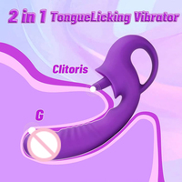 Vibromasseur télescopique en silicone et TPE pour femmes, avec fonction de léchage de langue, jouet sexuel féminin