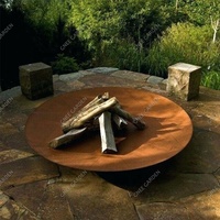 Brasero de jardin en acier Corten robuste, vintage, rond, pour brûler du bois