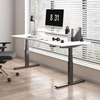 Station de travail intelligente ergonomique Table de bureau électrique simple et double moteur à hauteur réglable avec dessus de table blanc