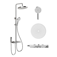 Ensemble de douche mural quatre fonctions gris anthracite 4313 pour hôtels, avec douchette et ensemble de douche à main
