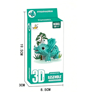 Modèle de <span class=keywords><strong>puzzle</strong></span> dinosaure en carton 3D à faire soi-même, série de dinosaures de dessin animé à assembler soi-même, jouets Carnotaurus en carton pour filles - Product Image 4