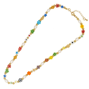 Collar de Flores con Cuentas Multicolores Resoul, Cadena Chapada en Oro de 18K, Collares Coreanos <span class=keywords><strong>para</strong></span> Mujer, Joyerí<span class=keywords><strong>a</strong></span> Linda <span class=keywords><strong>para</strong></span> Uso Diario, Regalo - Product Image 4