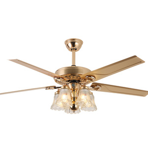 American Style Ceiling Fan Light With Led Bulbs 5 Blade Downrod Mount For Living Room Bedroom - Product Image 1