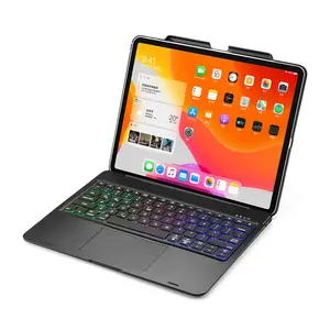 适用于iPad Pro 12.9英寸的便携式PU皮革平板电脑无线键盘外壳独特设计