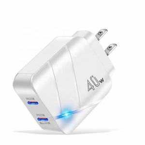 Harga Pabrik Charger Cepat 40W PD 2 Port PD20W TYPC-C Adaptor Pengisian Daya Dinding Pengisian Cepat untuk Kamera dan Earphone - Product Image 1