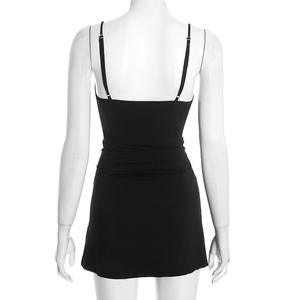 Robe élégante pour femme Viviblook Y25DS549, nouvelle robe décontractée de soirée à bretelles, dos nu, plissée, couleur unie - Product Image 3