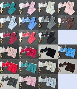 Fitness Yoga Set Seamless Sport abbigliamento sportivo da <span class=keywords><strong>donna</strong></span> Leggings a vita alta completi da allenamento pantaloncini a due pezzi Set abbigliamento da <span class=keywords><strong>palestra</strong></span> da <span class=keywords><strong>donna</strong></span> - Product Image 3