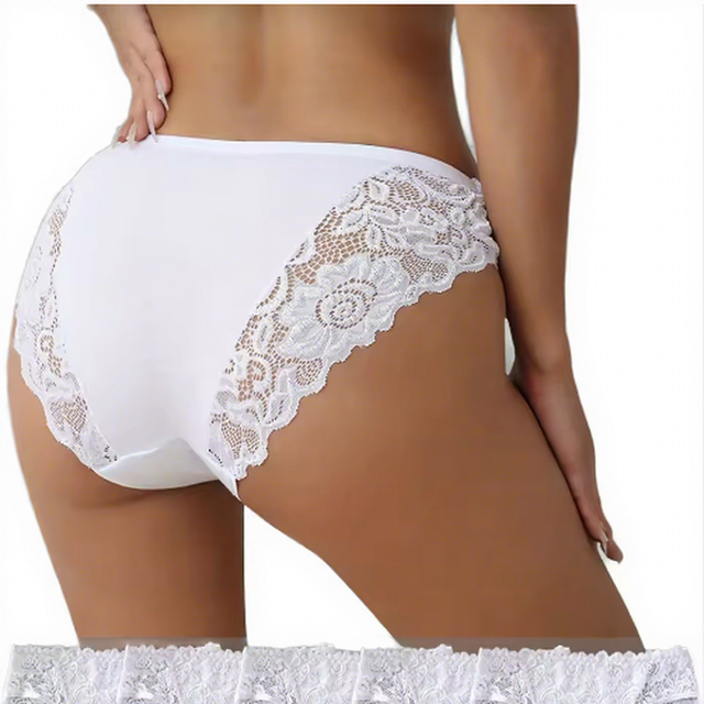 Black Mesh Lace Women's Panties Sexy Low-rise Hollow-out See-through Seductive Cotton Crotch Briefs ODM Breathable
