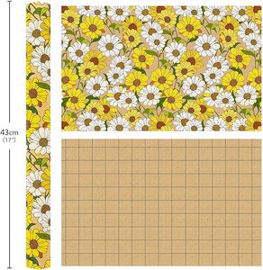 Papel de regalo de papel kraft con diseño de girasoles y margaritas de 5 metros, para fiestas de cumpleaños de mujeres y baby showers. - Product Image 5
