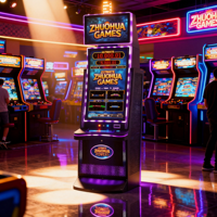 Gabinete para Juegos de 32 Pulgadas, Diseño Vertical Curvo, Acero Resistente, Personalizable en Inglés para el Mercado Brasileño, Sala de Juegos de Habilidad