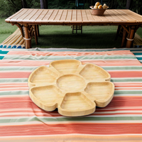 Plateau alimentaire en bambou Plateau en bois Plateau rotatif à 360 degrés pour les fêtes, les fêtes, les dîners en famille