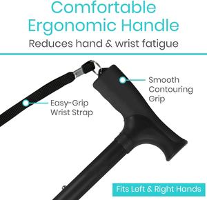 折りたたみ式軽量ウォーキングスティック快適ソフトグリップTハンドル折りたたみ可能な男性と女性のためのハイキング - Product Image 2