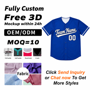 Maillot de baseball personnalisé bleu roi, col en V, boutonné, manches courtes, bordure blanche, uniforme d'équipe, séchage rapide, respirant, maillot de sport - Product Image 1