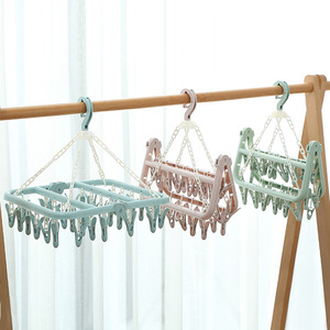 Séchoir pliant multifonctionnel avec 32 pinces, <span class=keywords><strong>cintre</strong></span> simple en plastique pour vêtements d'adultes, <span class=keywords><strong>sous</strong></span>-vêtements et chaussettes d'enfants - Product Image 3