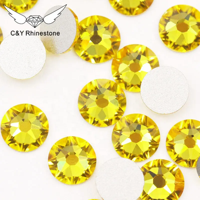 CY 2088 Glass Bulk Wholesale Nail Art Crystal Designs Citrine Yellow Rhinestones Flatback
