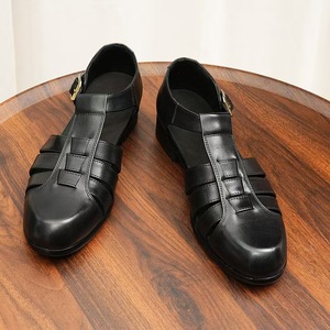 Sandales habillées pour hommes de style britannique, en cuir de vache, à lacets, légères, confortables, durables et antidérapantes - Product Image 2