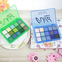 Palette d'ombres à paupières au néon métallisé mat et brillant, 15 couleurs, poudre à haute teneur en pigments pour un maquillage vert rose clair