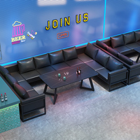 Chaises de bar au design moderne, chaises de restaurant, mobilier, canapé sectionnel en cuir, banquette, sièges VIP, canapé de club en forme de U ou de L, noir