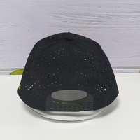 Gorra de Béisbol Unisex de 5 Paneles con Logotipo de Goma en Relieve Personalizado, Impermeable, con Cierre a Presión, con Orificios Cortados con Láser, Estilo Hip Hop para Exteriores